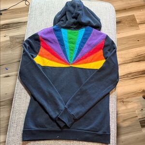 RARE Aviator Nation Sunburst Full‎ Zip Hoodie Charcoal Unisex Large
